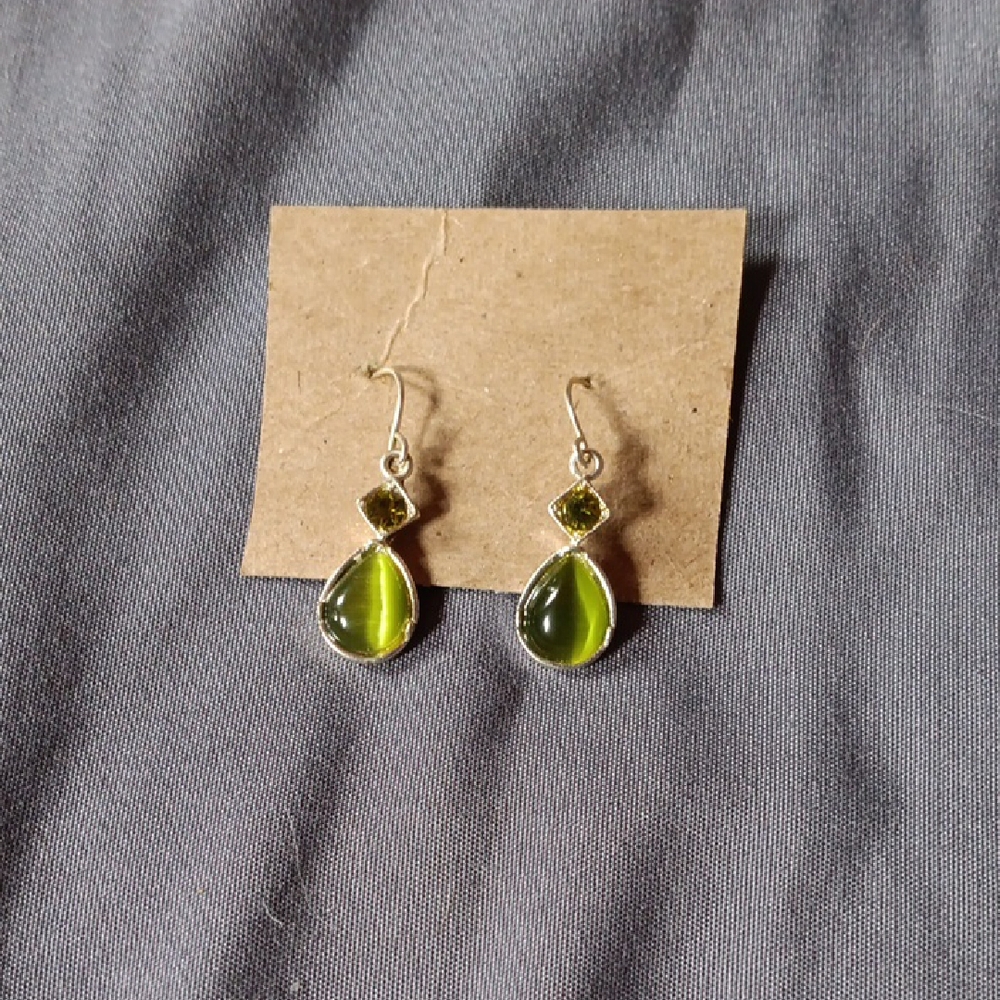 Green Teardrop Earrings